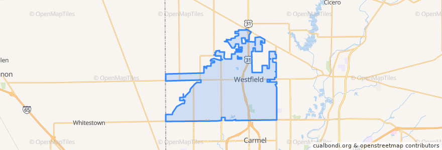 Mapa de ubicacion de Westfield.