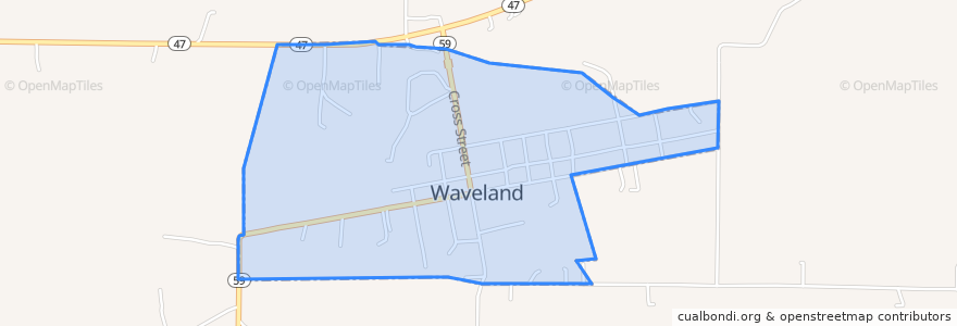 Mapa de ubicacion de Waveland.