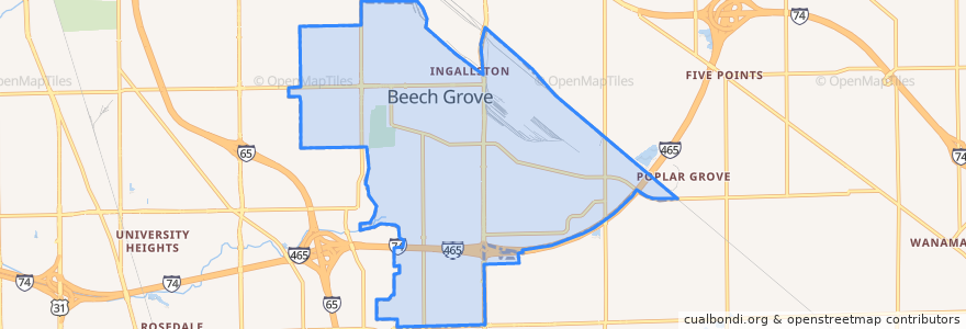 Mapa de ubicacion de Beech Grove.