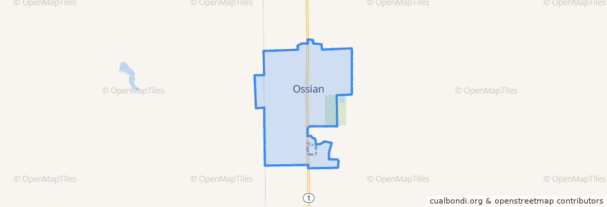 Mapa de ubicacion de Ossian.