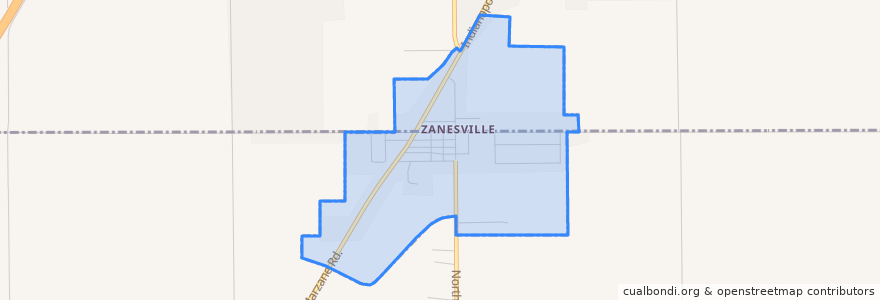 Mapa de ubicacion de Zanesville.