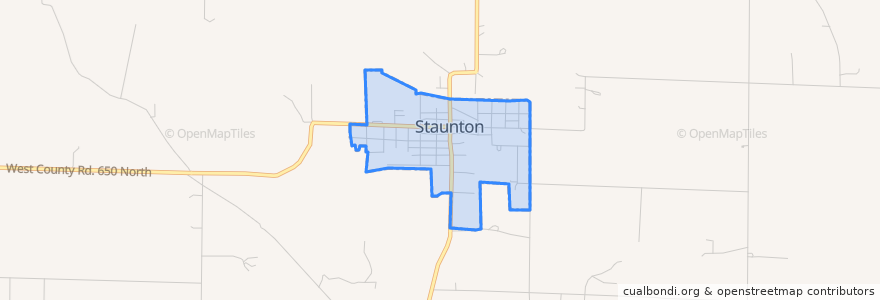 Mapa de ubicacion de Staunton.