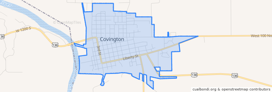 Mapa de ubicacion de Covington.