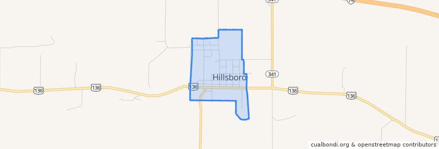 Mapa de ubicacion de Hillsboro.