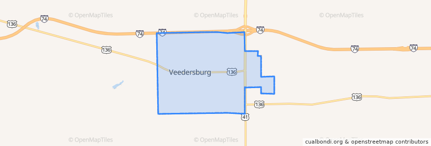 Mapa de ubicacion de Veedersburg.