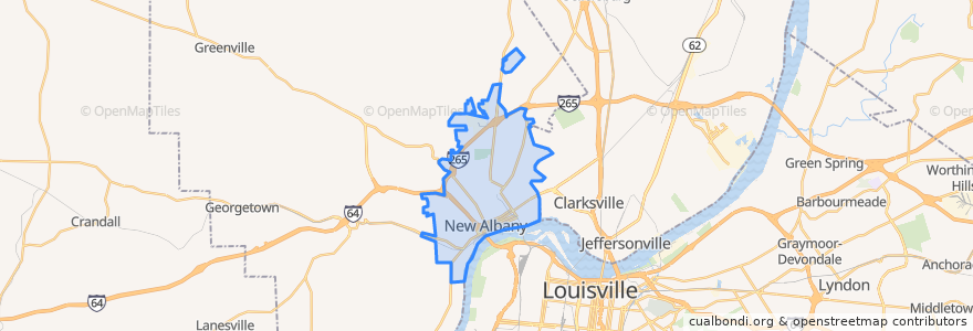 Mapa de ubicacion de New Albany.