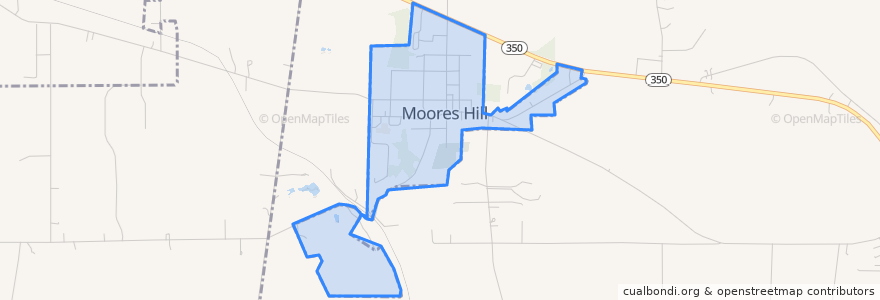 Mapa de ubicacion de Moores Hill.