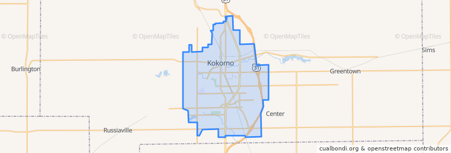 Mapa de ubicacion de Kokomo.