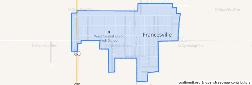 Mapa de ubicacion de Francesville.