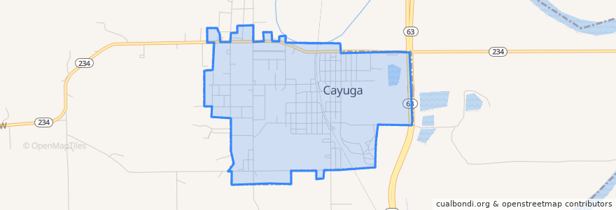 Mapa de ubicacion de Cayuga.