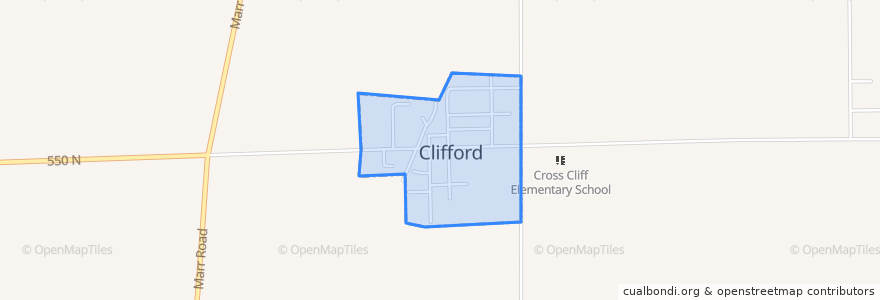 Mapa de ubicacion de Clifford.