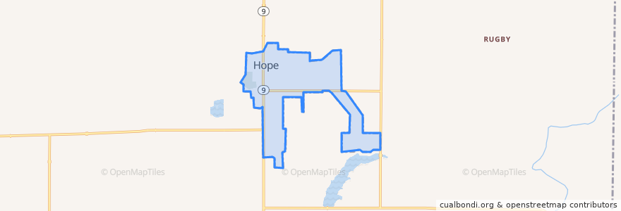 Mapa de ubicacion de Hope.