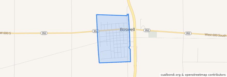 Mapa de ubicacion de Boswell.