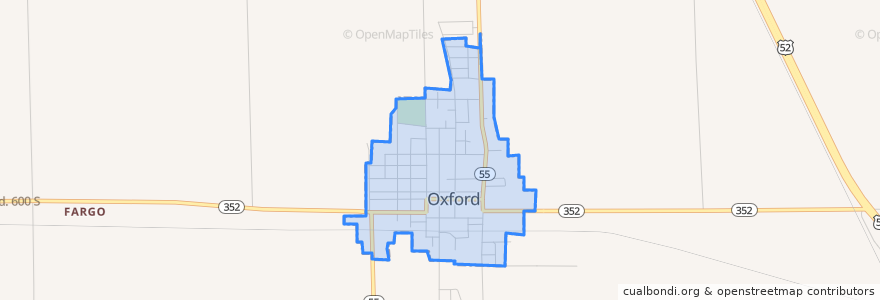 Mapa de ubicacion de Oxford.