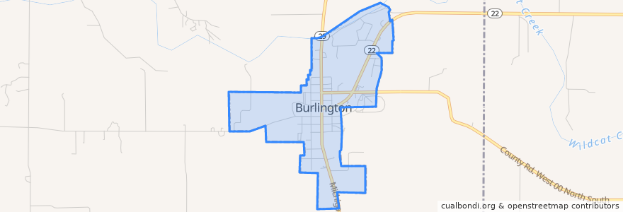 Mapa de ubicacion de Burlington.