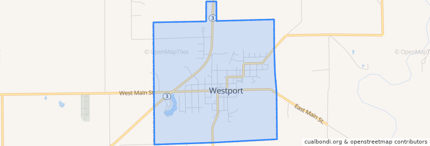 Mapa de ubicacion de Westport.