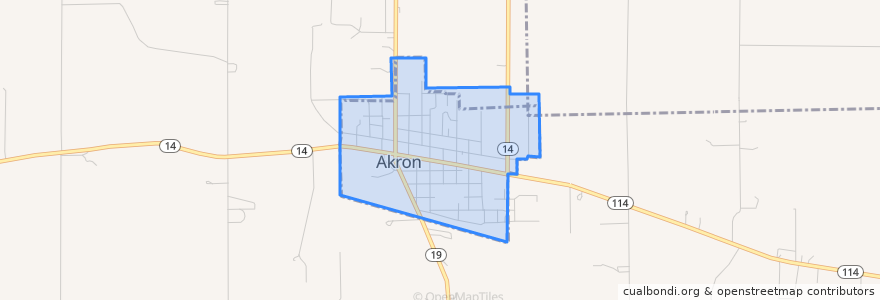 Mapa de ubicacion de Akron.