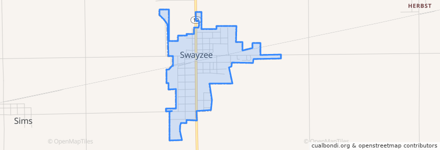 Mapa de ubicacion de Swayzee.