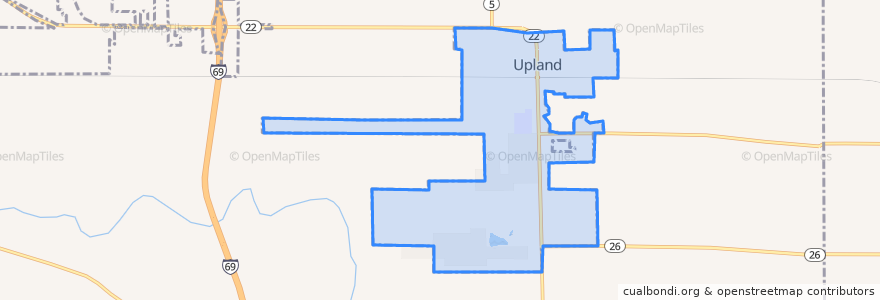 Mapa de ubicacion de Upland.