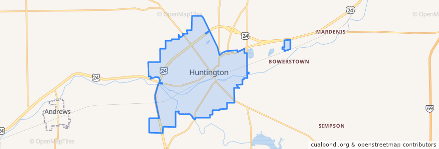 Mapa de ubicacion de Huntington.