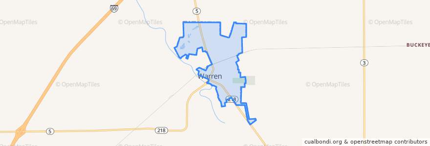 Mapa de ubicacion de Warren.