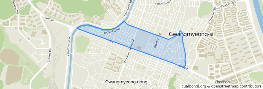 Mapa de ubicacion de Gwangmyeong 3(sam)-dong.