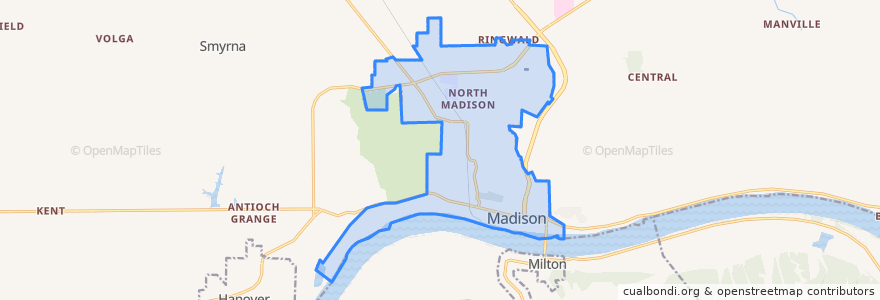 Mapa de ubicacion de Madison.