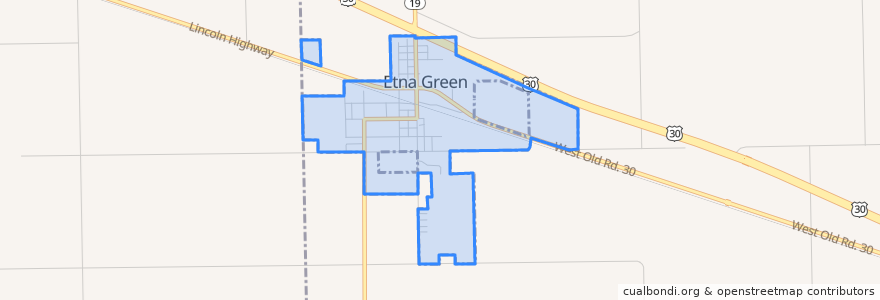 Mapa de ubicacion de Etna Green.