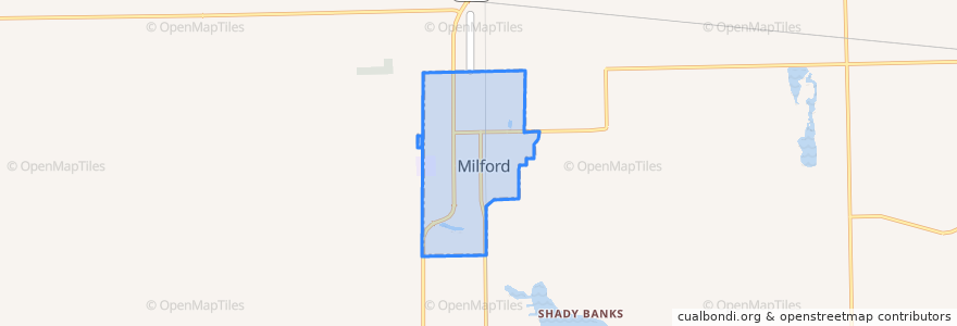 Mapa de ubicacion de Milford.