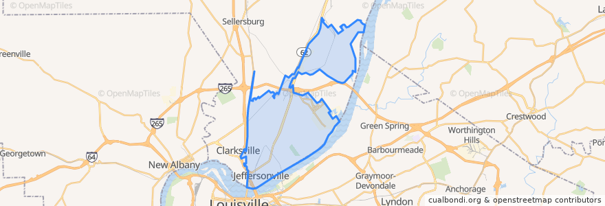 Mapa de ubicacion de Jeffersonville.