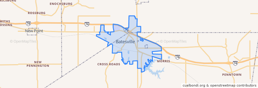 Mapa de ubicacion de Batesville.