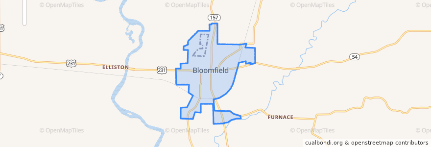 Mapa de ubicacion de Bloomfield.