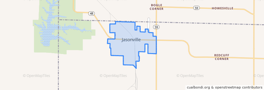 Mapa de ubicacion de Jasonville.