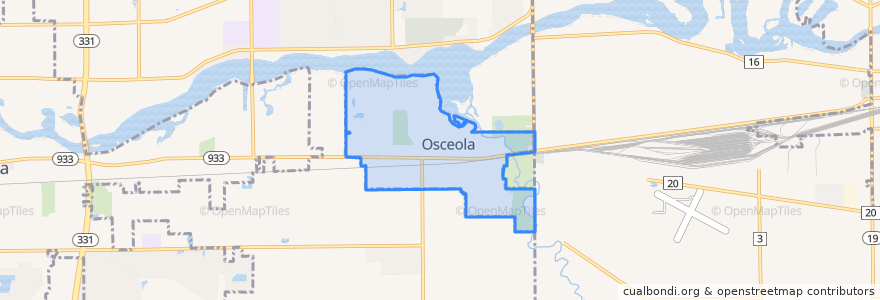 Mapa de ubicacion de Osceola.