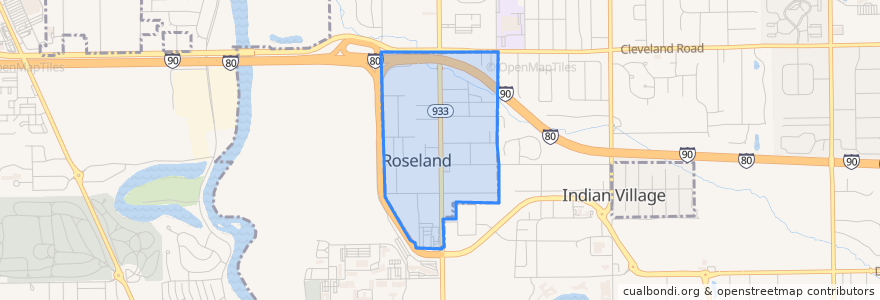 Mapa de ubicacion de Roseland.