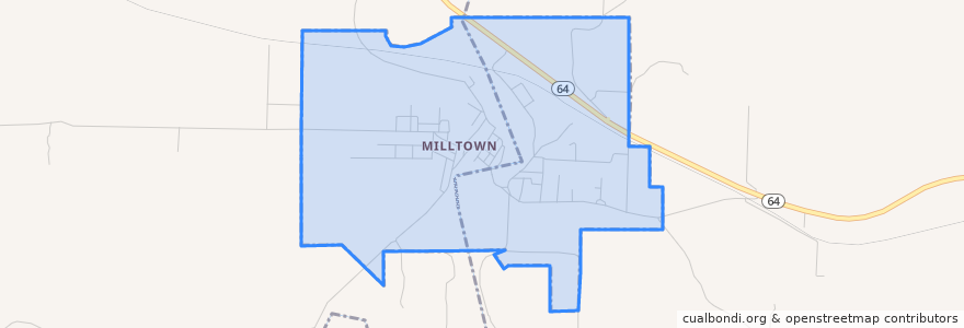 Mapa de ubicacion de Milltown.