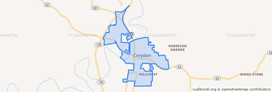 Mapa de ubicacion de Corydon.