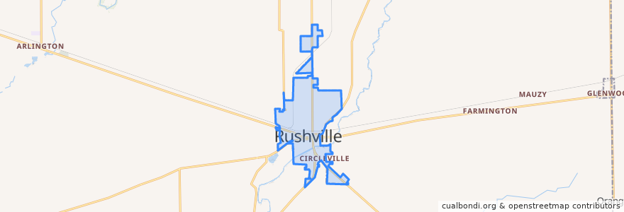 Mapa de ubicacion de Rushville.