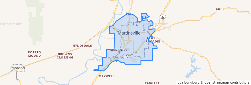 Mapa de ubicacion de Martinsville.