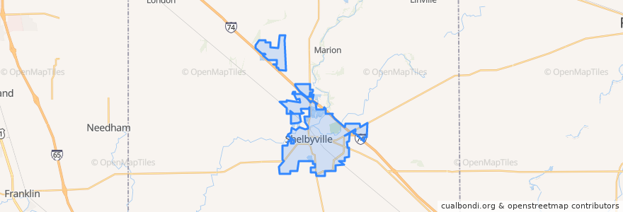 Mapa de ubicacion de Shelbyville.