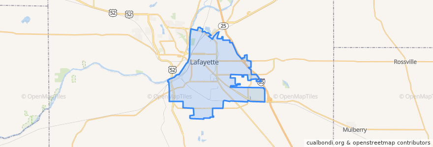 Mapa de ubicacion de Lafayette.