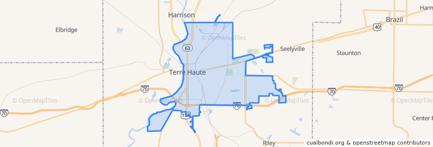 Mapa de ubicacion de Terre Haute.