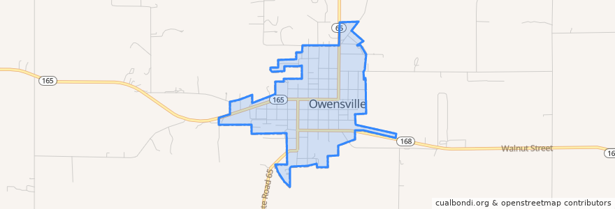 Mapa de ubicacion de Owensville.