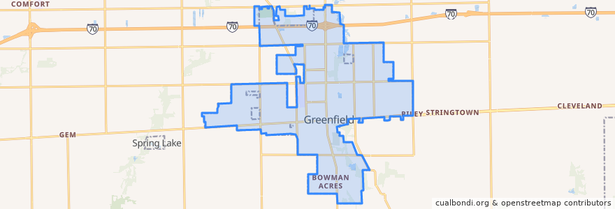 Mapa de ubicacion de Greenfield.