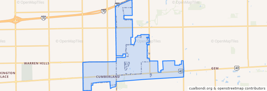 Mapa de ubicacion de Cumberland.