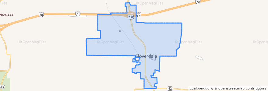 Mapa de ubicacion de Cloverdale.