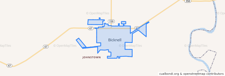 Mapa de ubicacion de Bicknell.