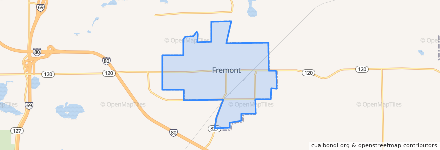 Mapa de ubicacion de Fremont.