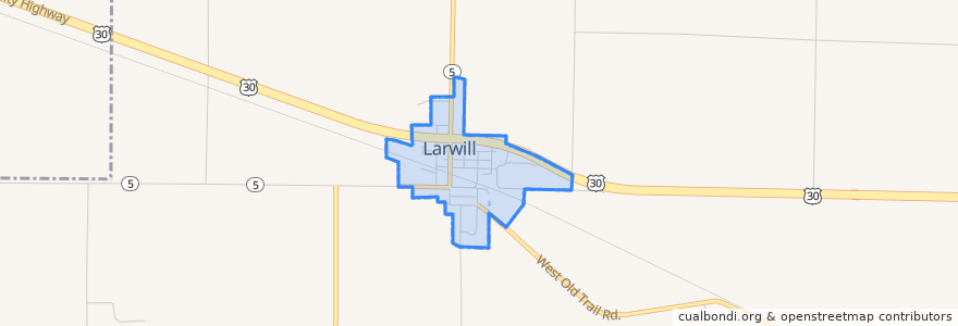 Mapa de ubicacion de Larwill.