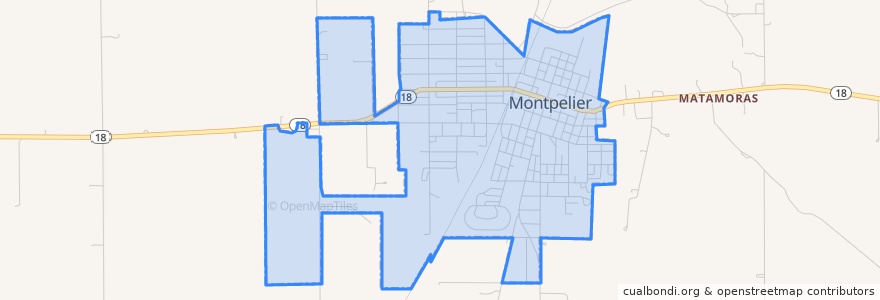 Mapa de ubicacion de Montpelier.